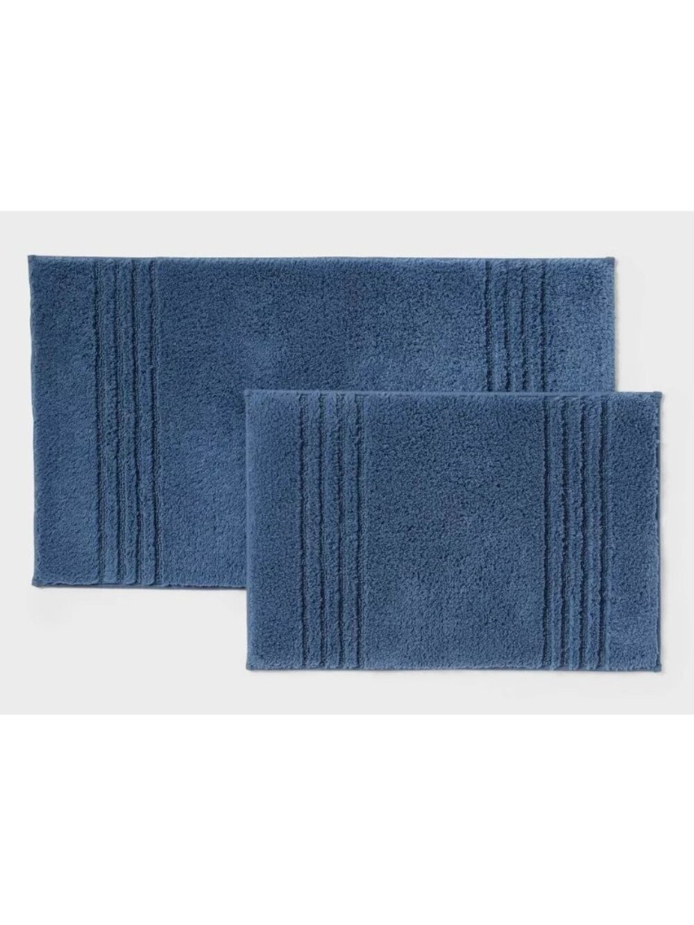 Threshold Performance Plus Textured Fabric Striped Non Skid 2 Blue Bath Mat Set